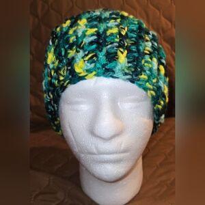 Hamdmade Multicolor Knit Beanie Green And Yelow